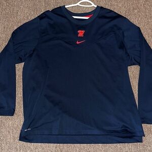 Ole Miss Nike Navy Blue Long Sleeve Lightweight Crewneck Pullover